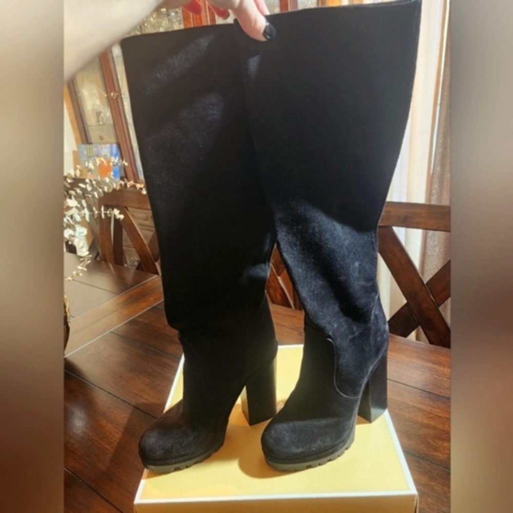MICHAEL KORS BLACK SUEDE HIGHEEL BOOTS - EUR Size 37 - Made in Italy